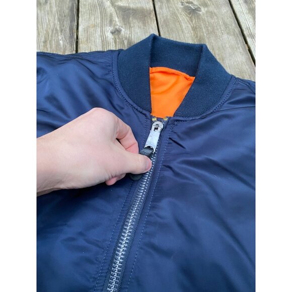 Vintage Alpha Industries Jacket Mens X-Small Navy MA-1 Bomber Reversible USA - Picture 3 of 7
